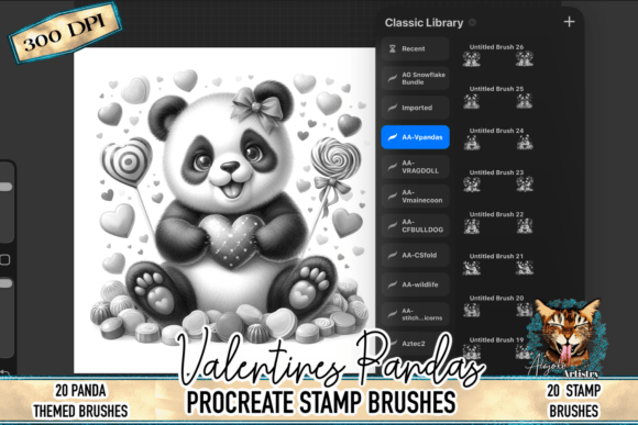 Download Valentine’s Panda Procreate Stamp Brushs - Procreate Collection