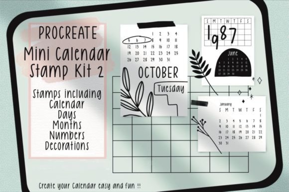 Download Procreate Stamps Mini Calendar Kit 2 - Procreate Collection