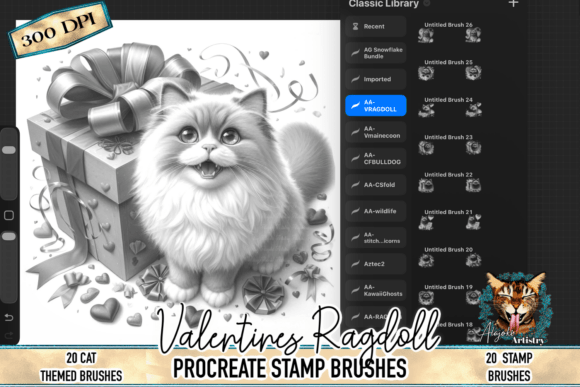 Download Valentine’s Ragdoll Cat Procreate Stamps - Procreate Collection